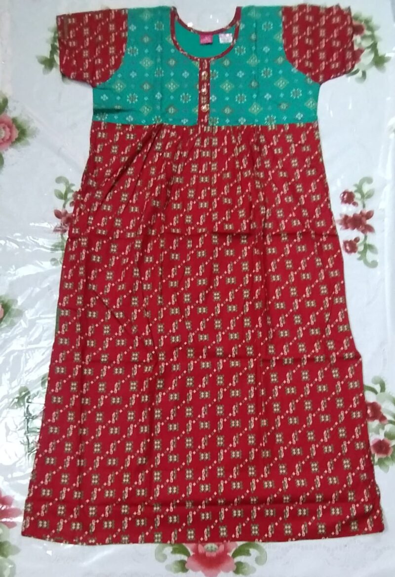 Lovely Brand Pure cotton Frock Nighty  without zip model 🌹🌹 Fully overlocked, Fancy button & side pocket available